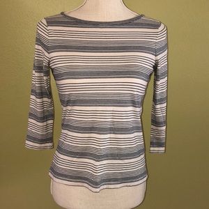 Talbots Petite Women’s 3/4 Sleeve Nautical Striped Tee